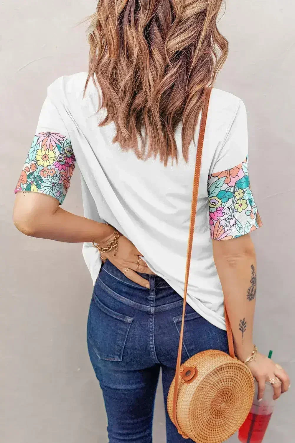 Floral Patchwork Top - Short Sleeve Summer Tee | Femstylo - Femstylo