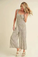 Aemi + Co Floral Sweetheart Neck Wide Leg Jumpsuit - Femstylo