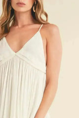 Aemi + Co Ruched Plunge Mini Cami Dress - Femstylo