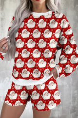Red Santa Claus Graphic Christmas Pajama Set
