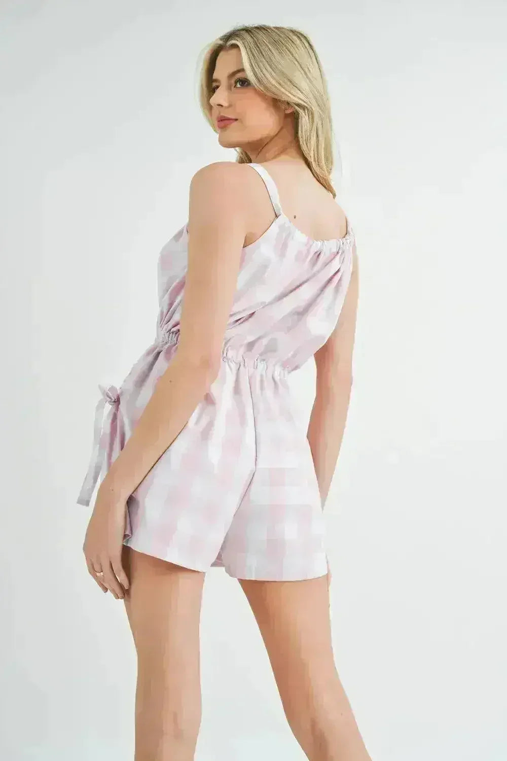 MABLE Plaid Sleeveless Button Down Romper - Femstylo