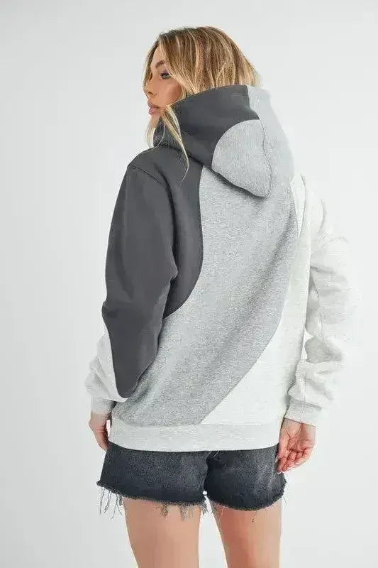 Aemi + Co Color Block Hoodie with Kangaroo Pocket - Femstylo