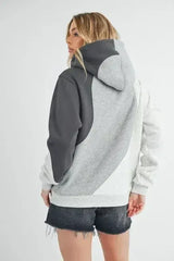 Aemi + Co Color Block Hoodie with Kangaroo Pocket - Femstylo
