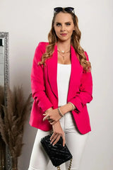 Daljši blazer s klasičnim ovratnikom Turina, fuksija - Femstylo