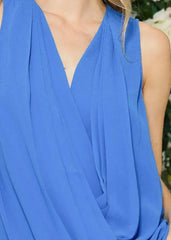 Women's Sleeveless Wrap Blouse In Ocean Blue | Femstylo - Femstylo
