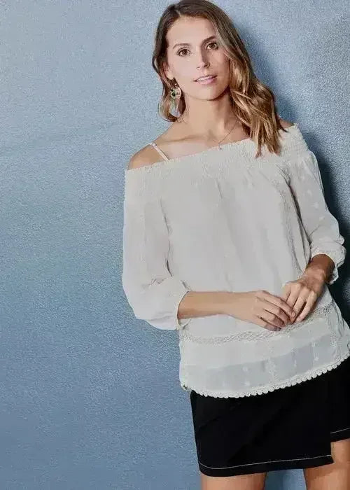 Women's Smocked Off Shoulder Lace Top - Femstylo