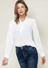 Women's Mandarin Collar Shirt Blouse In Ivory | Femstylo - Femstylo
