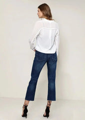 Women's Mandarin Collar Shirt Blouse In Ivory | Femstylo - Femstylo