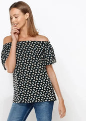 Women's Off Shoulder Top In Black Blue Avocado | Femstylo - Femstylo