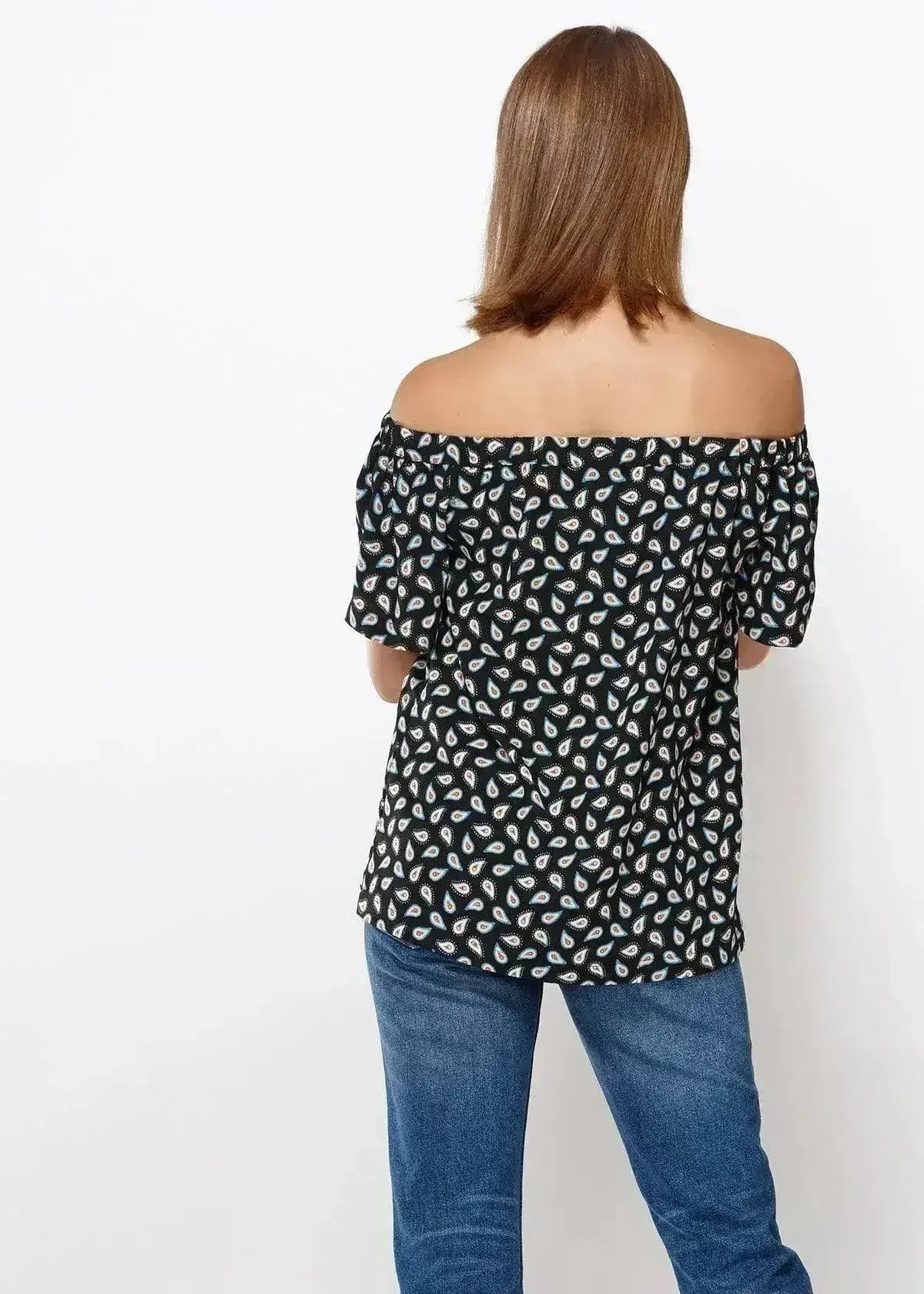 Women's Off Shoulder Top In Black Blue Avocado | Femstylo - Femstylo
