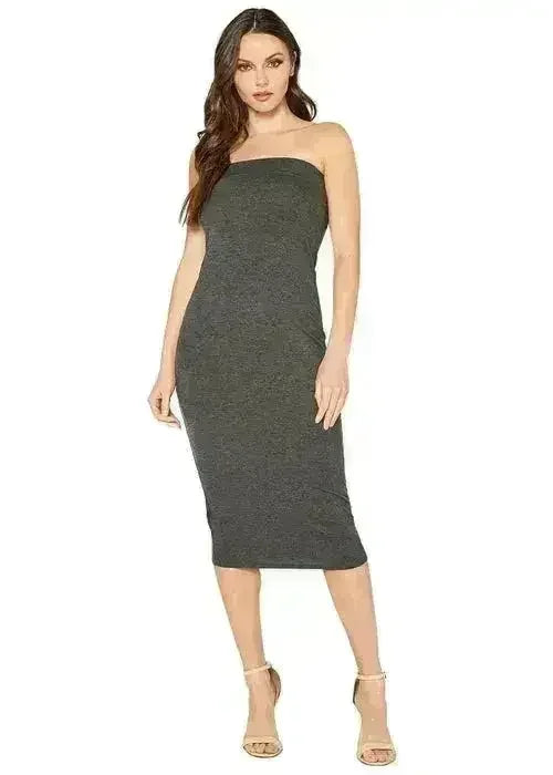 Women's Tube Top Bodycon Midi Dress - Femstylo