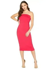 Women's Tube Top Bodycon Midi Dress - Femstylo