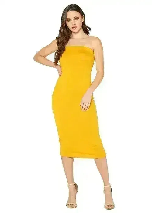Women's Tube Top Bodycon Midi Dress - Femstylo