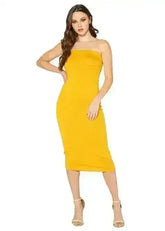 Women's Tube Top Bodycon Midi Dress - Femstylo