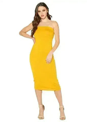 Women's Tube Top Bodycon Midi Dress - Femstylo