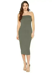 Women's Tube Top Bodycon Midi Dress - Femstylo