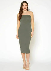 Women's Tube Top Bodycon Midi Dress - Femstylo