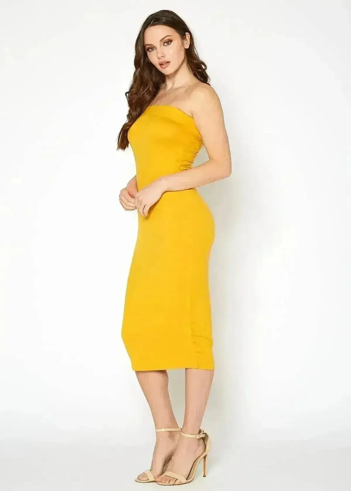 Women's Tube Top Bodycon Midi Dress - Femstylo