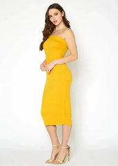 Women's Tube Top Bodycon Midi Dress - Femstylo