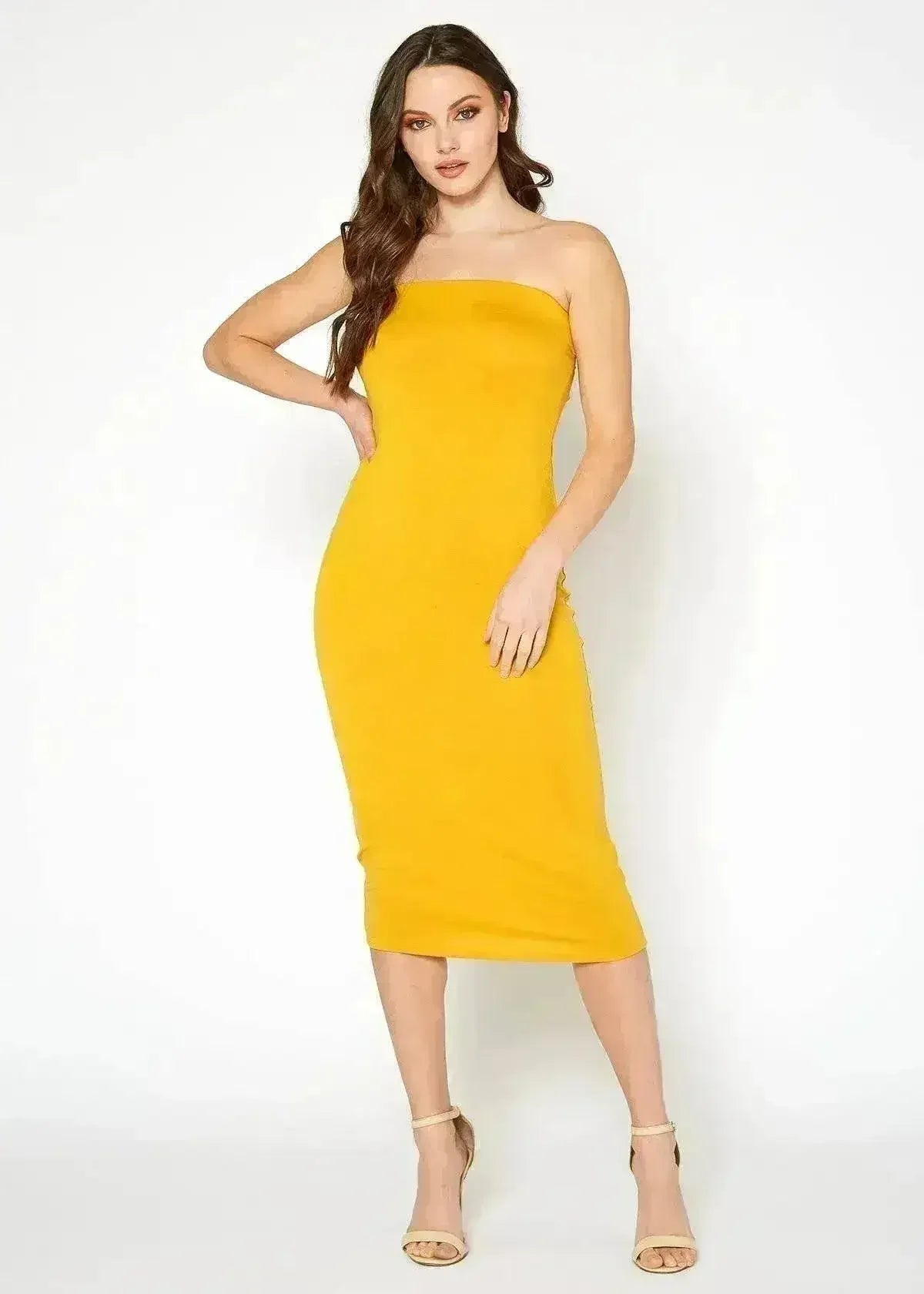 Women's Tube Top Bodycon Midi Dress - Femstylo