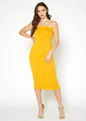Women's Tube Top Bodycon Midi Dress - Femstylo