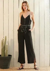 Women's Multi-color Binding Jumpsuit in Black - Femstylo