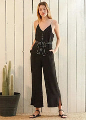Women's Multi-color Binding Jumpsuit in Black - Femstylo