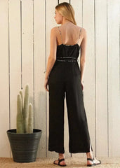 Women's Multi-color Binding Jumpsuit in Black - Femstylo