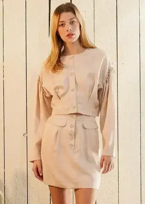 Women's Tencel Crop Top - Drop Shoulder & Ruffled Detail - Femstylo