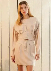 Women's Tencel Crop Top - Drop Shoulder & Ruffled Detail - Femstylo