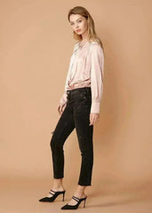 Tie-Neck Long Sleeve Bodysuit in Fall Pink - Femstylo