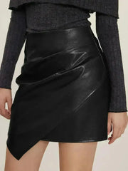 Ruched Mini Skirt with Zipper - Femstylo