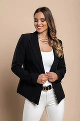 Blazer s klasičnim ovratnikom, črn - Femstylo