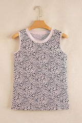 Apricot Allover Leopard Print Round Neck Tank Top - Femstylo
