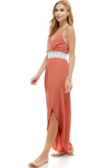 FLORAL & SOLID CROCHET TULIP LEG CAMI JUMPSUIT - Femstylo