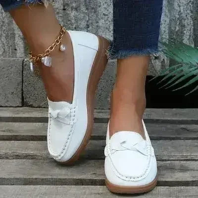 Wedge Heel Loafers - Woven PU Shoes | Femstylo - Femstylo