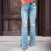 25 Edition – High Waist Ripped Split Stretch Jeans for Women - Femstylo