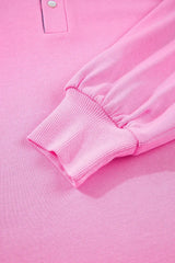 Pink Striped Collar Long Sleeve Ruffle Hem Dress