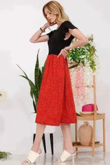 Celeste Full Size Two Tone Animal Print Flutter Sleeve Midi Dress Plus - Femstylo