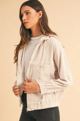 Real Teal Corduroy Zip-Up Hooded Jacket – Femstylo