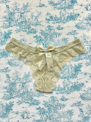 Green Lace Bow Panty - Luxurious Cotton Lingerie | Femstylo - Femstylo