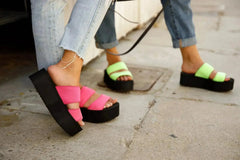 Women's Platform Sandal 2 Band Neon Green - Femstylo