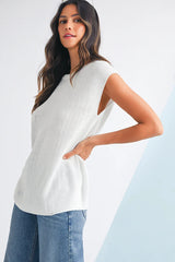 Sachet Pink Solid Color Side Slits Knit Tee