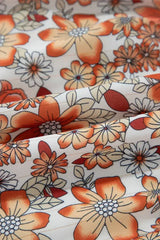 Khaki Floral Print Ruffled Tiered Long Sleeve V Neck Midi Dress - Femstylo