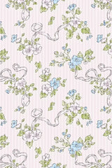 Pink Floral Striped Print Contrast Trim Tie Split Neck Mini Dress - Femstylo