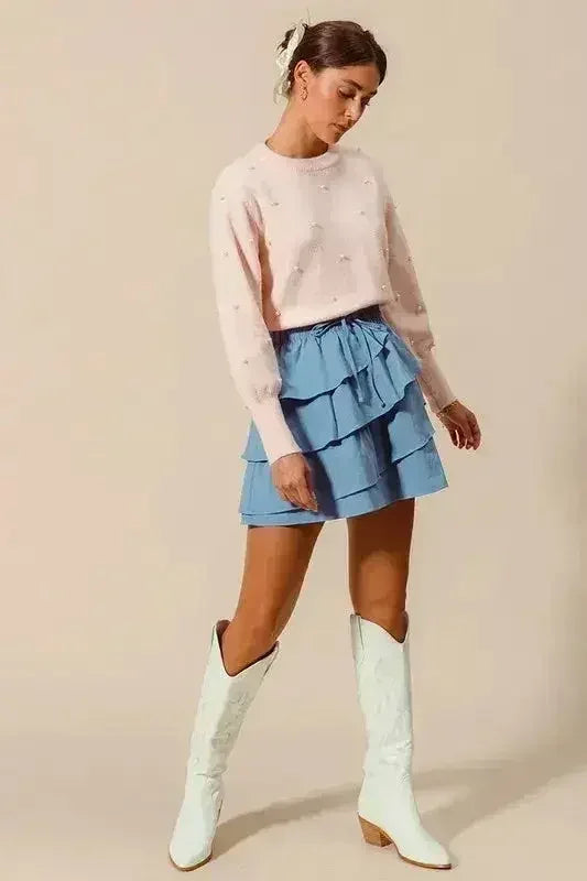 SO ME Asymmetrical Ruffled Game Day Skirt - Femstylo