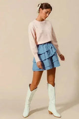 SO ME Asymmetrical Ruffled Game Day Skirt - Femstylo