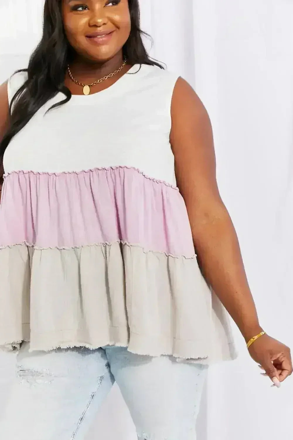 Lavender Color Block Baby doll Top - Sunset Design | Femstylo - Femstylo