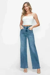 bytos Full Size High Rise Wide Leg Jeans with Pockets - Femstylo