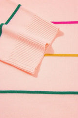 White Striped Half Sleeve Drop Shoulder Sweater - Femstylo